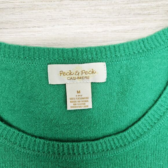 Peck & Peck Womens Green 2 Ply Cashmere Sweater Medium - Picture 3 of 6